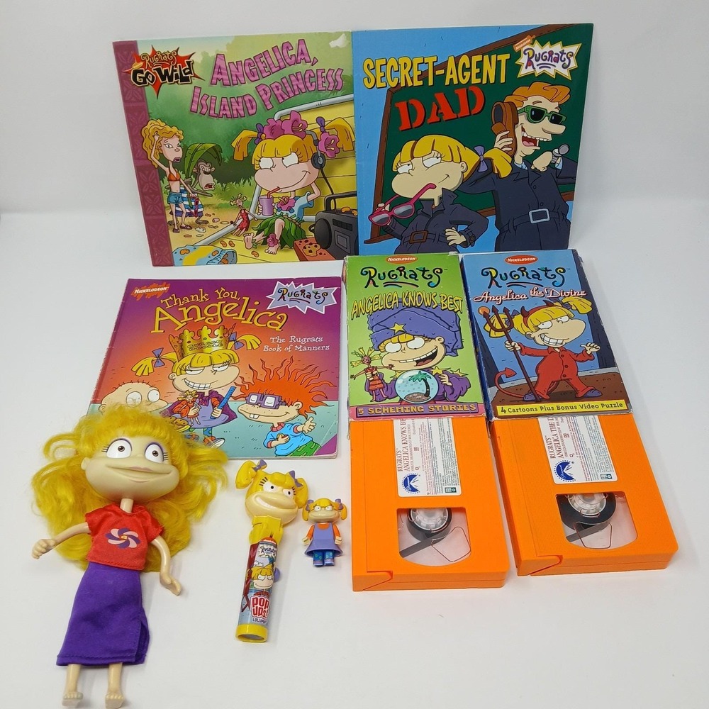 Vintage Rugrats Angelica The Divine VHS Nickelodeon‎ Lot of Toys Plush Books